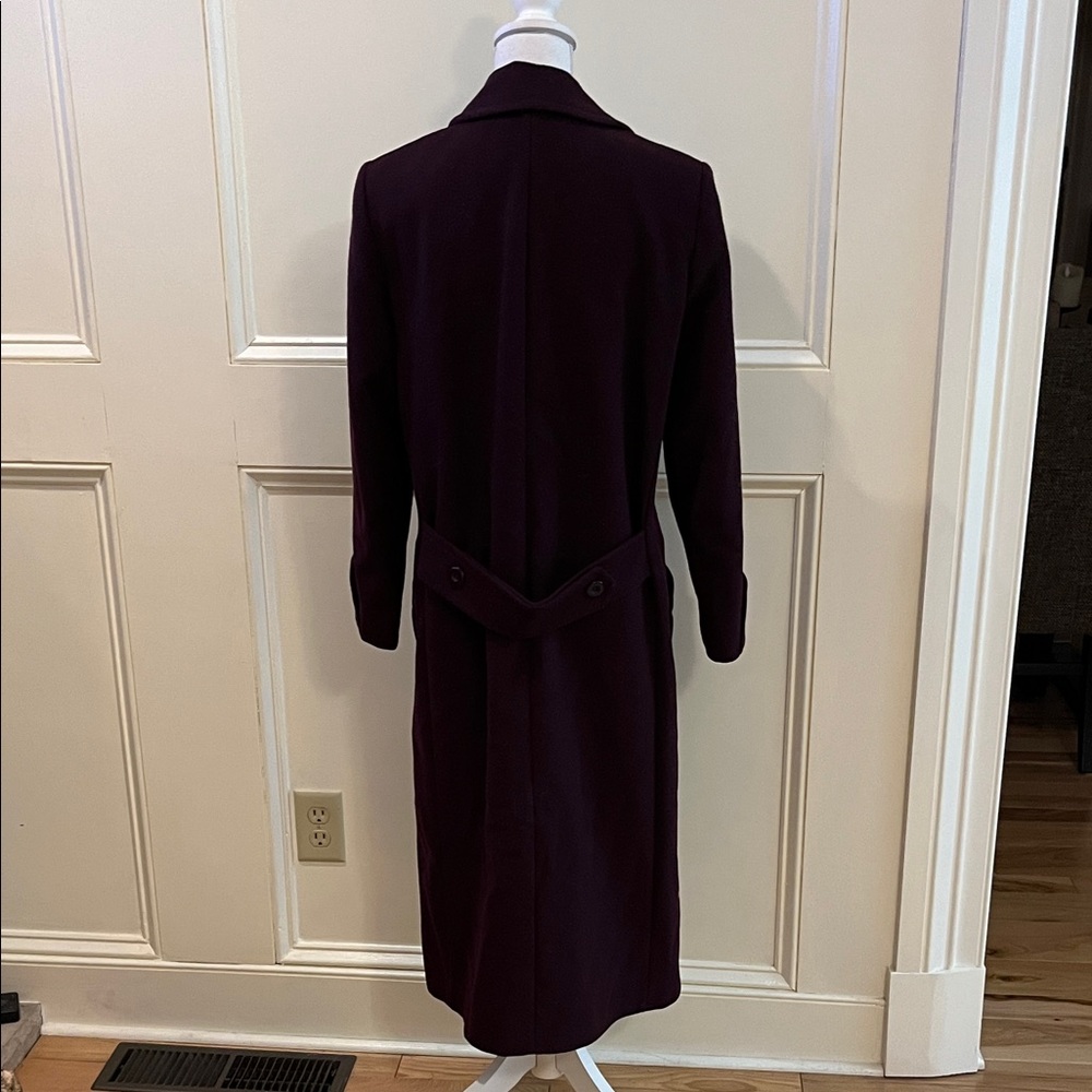 Chic Women's Double-Breasted Wool Coat - Deep Purple - Picture 7 of 11